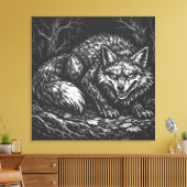 Sluwe Bosvos — door BurnsInHell Canvas Afdruk (Insitu (Woonkamer))