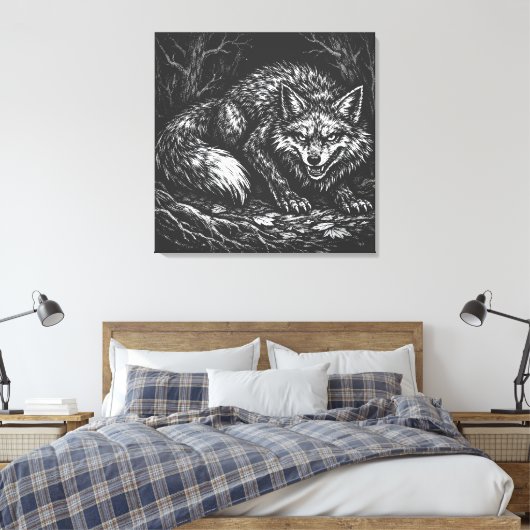 Sluwe Bosvos — door BurnsInHell Canvas Afdruk (Insitu (Slaapkamer))