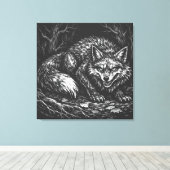 Sluwe Bosvos — door BurnsInHell Canvas Afdruk (Insitu (Houten vloer))