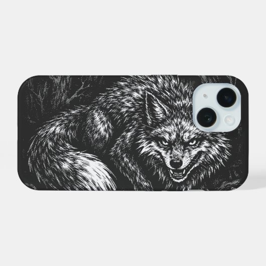 Sluwe bosvos — door BurnsInHell iPhone 15 Case (Achterkant horizontaal)