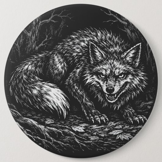 Sluwe Bosvos — door BurnsInHell Ronde Button 6,0 Cm (Voorkant)