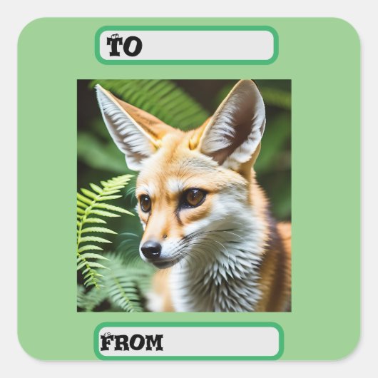 Sluwe Fennekvos, Vierkante Sticker (Voorkant)