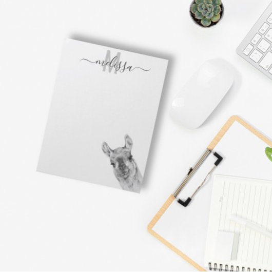 Sluwe Lama Aquarel Monogram Naam  Notitieblok