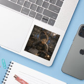 Sluwe magazijnbediende / Meubelfabriek Sticker (Laptop met iPhone)