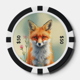 Sluwe ogen van een listige rode vos poker chips