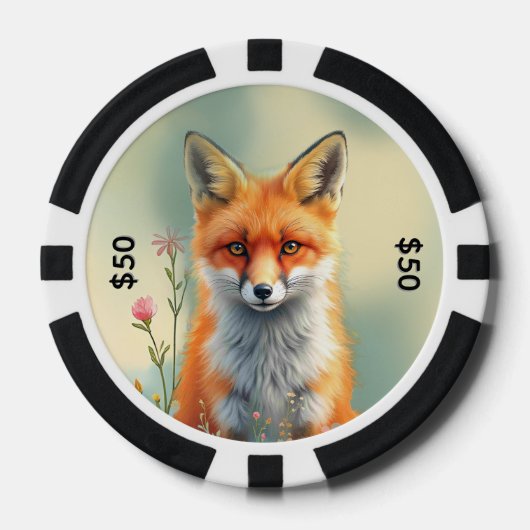 Sluwe ogen van een listige rode vos   poker chips (Voorkant)