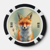 Sluwe ogen van een listige rode vos   poker chips (Achterkant)