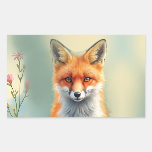 Sluwe ogen van een listige rode vos rechthoekige sticker (Voorkant)