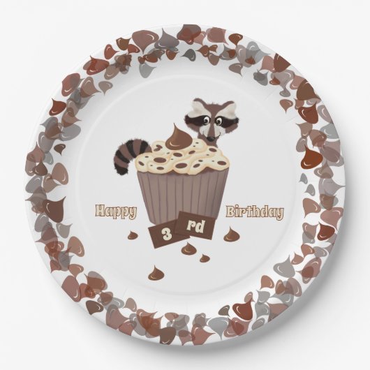 Sluwe Wasbeer Chocolade Chip Rand Papieren Bordje (Voorkant)