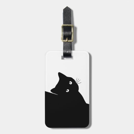 Sluwe Zwarte Kat Bagagelabel (Voorkant verticaal)