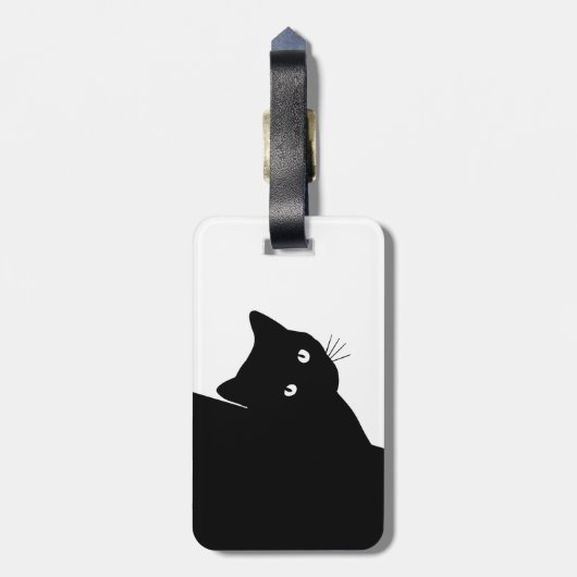 Sluwe Zwarte Kat Bagagelabel (Achterkant verticaal)