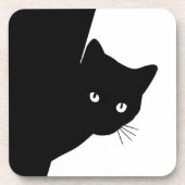 Sluwe Zwarte Kat Bier Onderzetter (Voorkant)