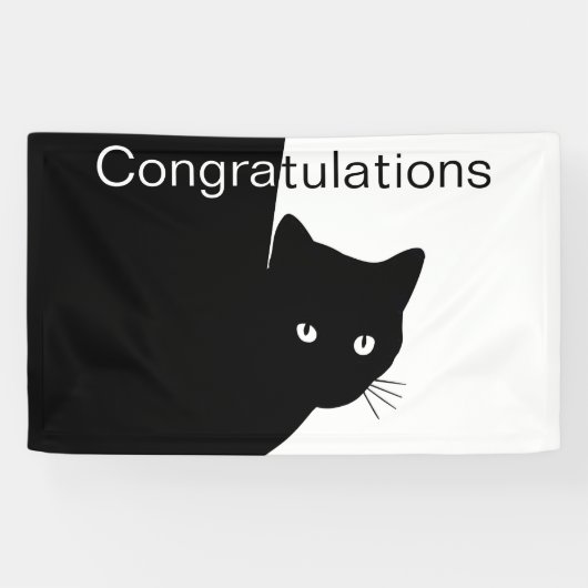 Sluwe Zwarte Kat Felicitaties  Spandoek (Horizontaal)