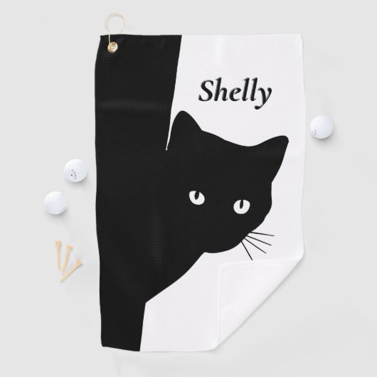 Sluwe Zwarte Kat Golfhanddoek (Insitu)