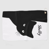 Sluwe Zwarte Kat Golfhanddoek (Horizontaal)