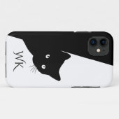 Sluwe Zwarte Kat Monogram Case-Mate iPhone Case (Achterkant (horizontaal))