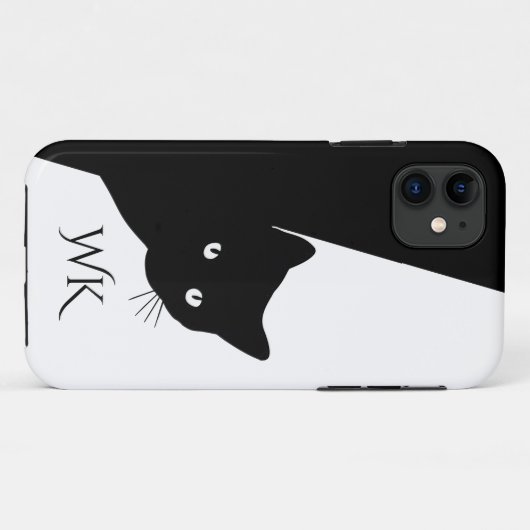 Sluwe Zwarte Kat Monogram Case-Mate iPhone Case (Achterkant (horizontaal))