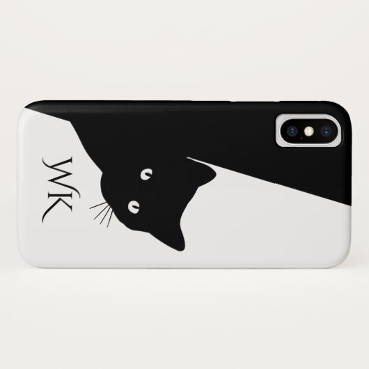 Sluwe Zwarte Kat Monogram Case-Mate iPhone Case (Achterkant (horizontaal))