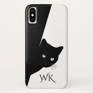 Sluwe Zwarte Kat Monogram Case-Mate iPhone Case