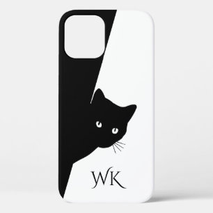 Sluwe Zwarte Kat Monogram Case-Mate iPhone Case