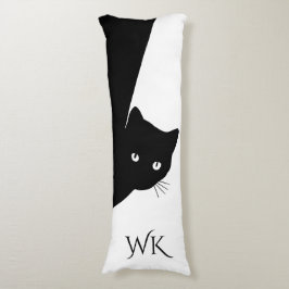 Sluwe Zwarte Kat Monogram Lichaamskussen