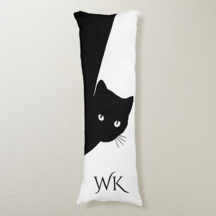 Sluwe Zwarte Kat Monogram Lichaamskussen