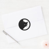 Sluwe Zwarte Kat Ronde Sticker (Envelop)