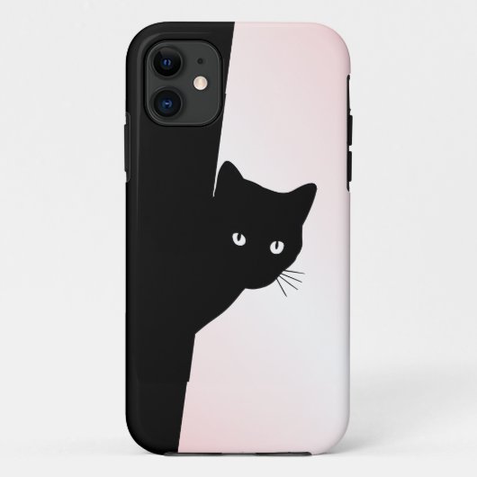 Sluwe Zwarte Kat Roze Case-Mate iPhone Case (Achterkant)