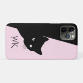 Sluwe Zwarte Kat Roze Case-Mate iPhone Case (Achterkant (horizontaal))