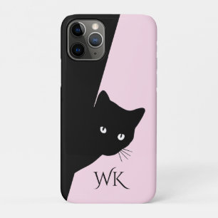 Sluwe Zwarte Kat Roze Case-Mate iPhone Case