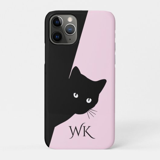 Sluwe Zwarte Kat Roze Case-Mate iPhone Case (Achterkant)