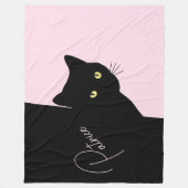 Sluwe Zwarte Kat Roze Fleece Deken (Voorkant)