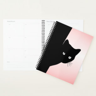 Sluwe Zwarte Kat Roze Planner