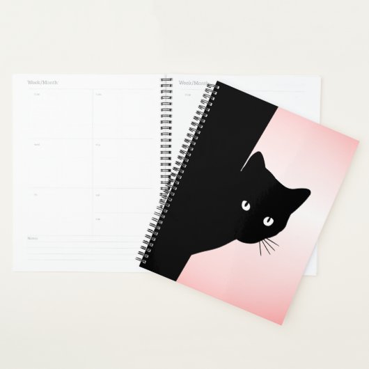 Sluwe Zwarte Kat Roze Planner (Display)