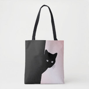 Sluwe Zwarte Kat Roze Tote Bag