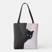 Sluwe Zwarte Kat Roze Tote Bag (Achterkant)