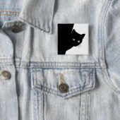 Sluwe Zwarte Kat Vierkante Button 5,1 Cm (In situ)