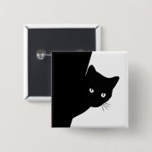 Sluwe Zwarte Kat Vierkante Button 5,1 Cm (Voorkant /achterkant)