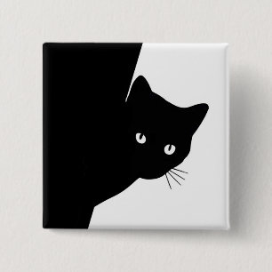 Sluwe Zwarte Kat Vierkante Button 5,1 Cm