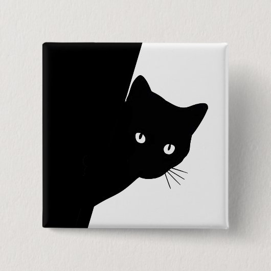 Sluwe Zwarte Kat Vierkante Button 5,1 Cm (Voorkant)