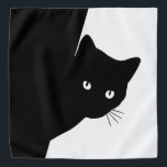 Sly Black Cat Bandana<br><div class="desc">Eenvoudig ontwerp van zwart-wit met een sluimerende zwarte katte</div>