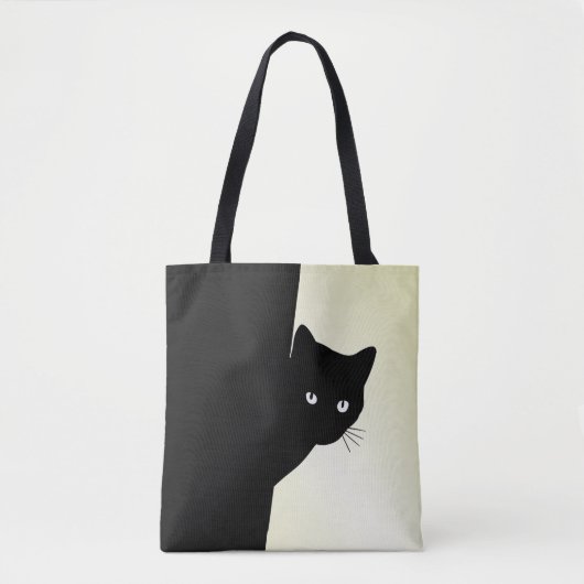 Sly Black Cat Geel Tote Bag (Voorkant)