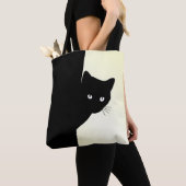 Sly Black Cat Geel Tote Bag (Dichtbij)