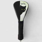 Sly Black Cat Groene Initialen Golfheadcover (Voorkant)