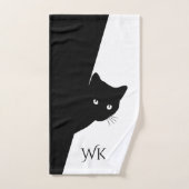 Sly Black Cat Monogram Bad Handdoek (Handdoek)