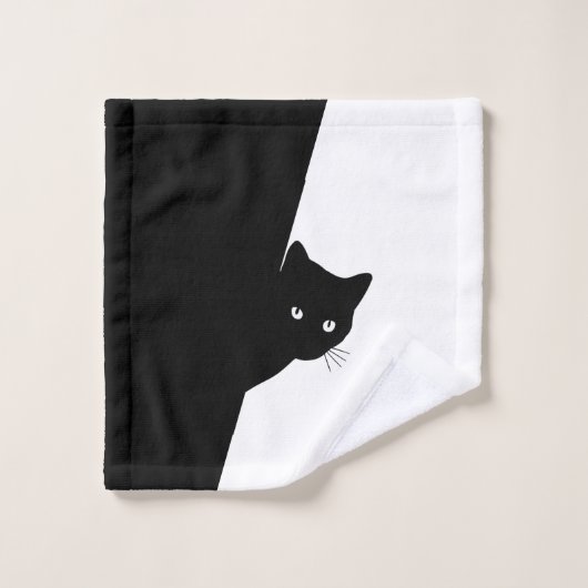 Sly Black Cat Monogram Bad Handdoek (Wasdoekje)