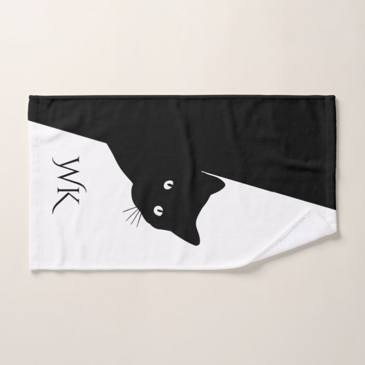 Sly Black Cat Monogram Bad Handdoek (Handdoek)