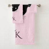 Sly Black Cat Monogram Badhanddoekenset Bad Handdoek (Insitu)