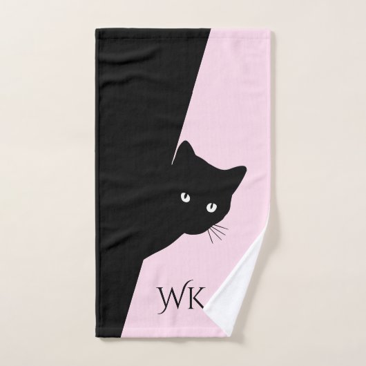 Sly Black Cat Monogram Badhanddoekenset Bad Handdoek (Handdoek)