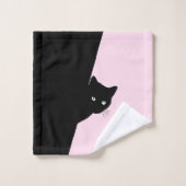 Sly Black Cat Monogram Badhanddoekenset Bad Handdoek (Wasdoekje)